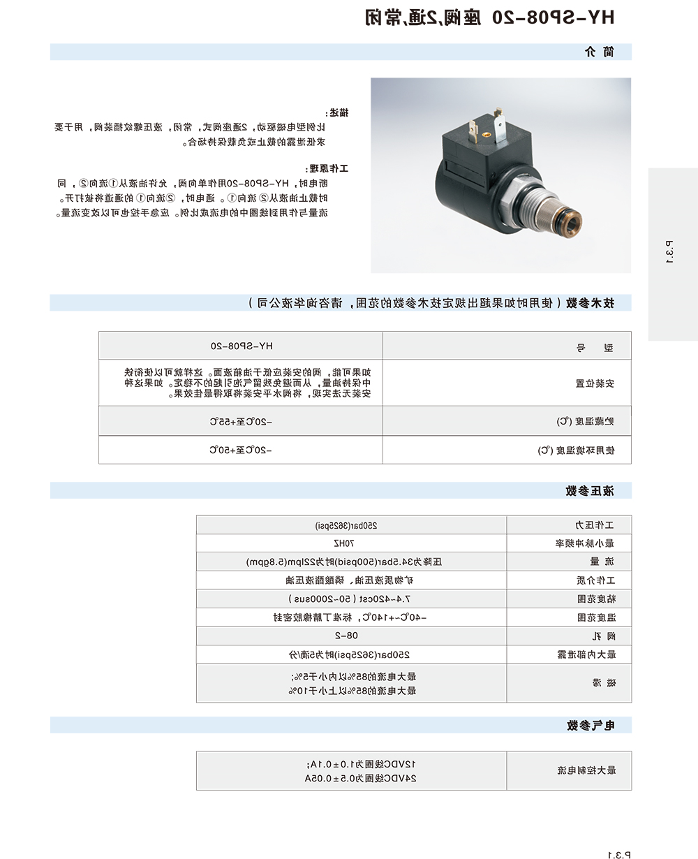 HY-SP08-20 座阀，2通，常闭